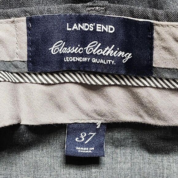 Lands End Pants Mens 37x27  37 Gray Wool Traditional Fit Dress Trousers Classic - Picture 9 of 13